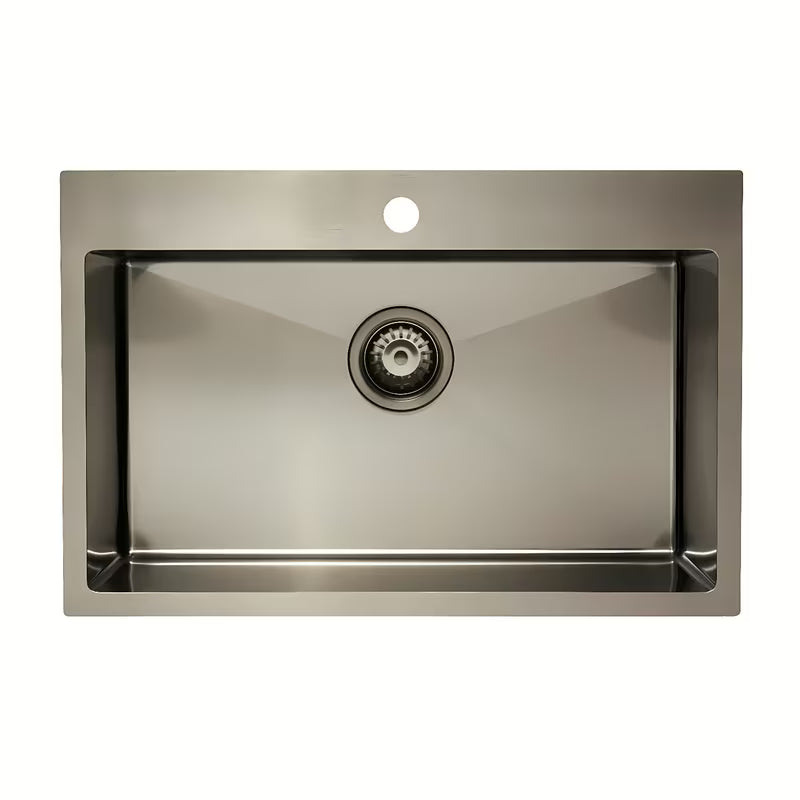 Kuhinjsko enojno korito iz nerjavečega jekla SAT Aurum gun metal montaža za delovni pult, 68x45x21 cm.