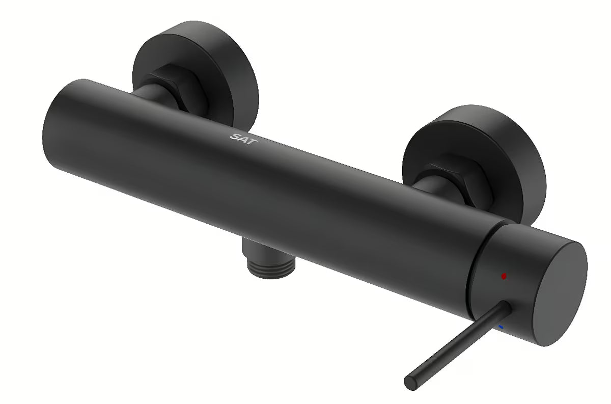 Stenska enoročna armatura za tuš SAT Aurum u mat crnoj boji s okruglim dizajnom