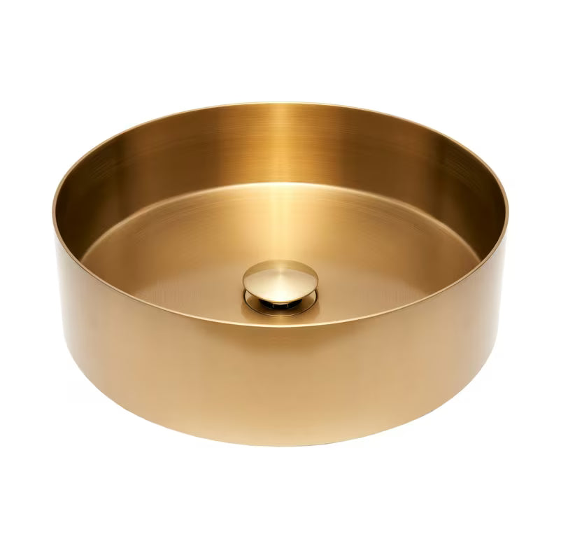 Okrugli umivalnik na ploščo SAT Aurum 38 cm u brušenoj zlatnoj boji cool sunrise s tankim stijenkama