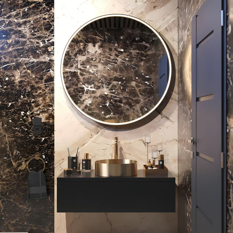 Okrugli umivalnik na ploščo SAT Aurum 38 cm u brušenom zlatnom finišu cool sunrise s tankim stijenkama