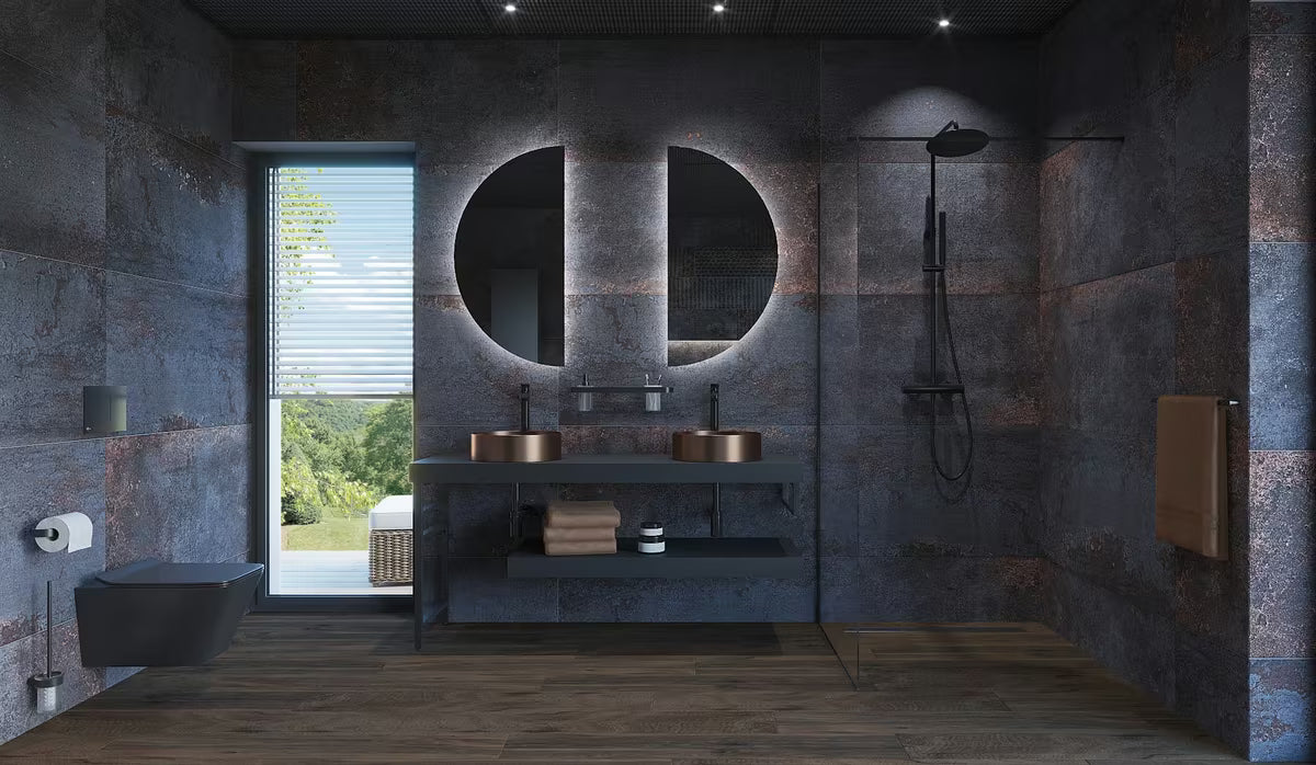 Okrugli umivalnik na ploščo SAT Aurum 38 cm u brušenoj rose gold boji s tankim stijenkama