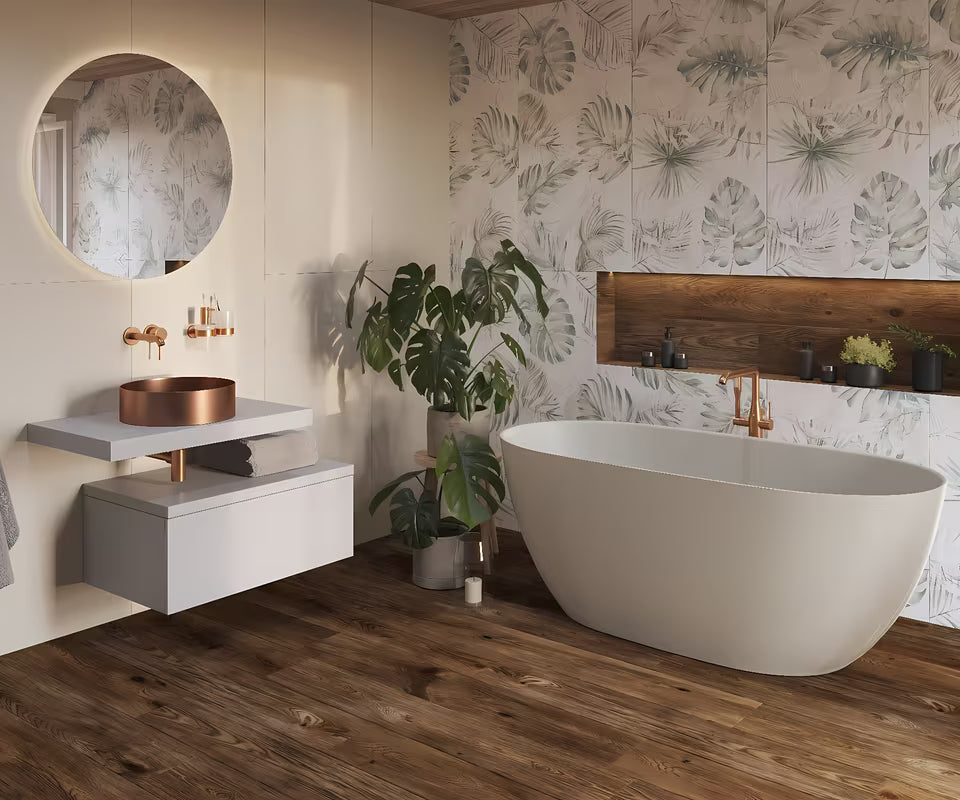 Okrugli umivalnik na ploščo SAT Aurum 38 cm u brušenoj rose gold boji s tankim stijenkama