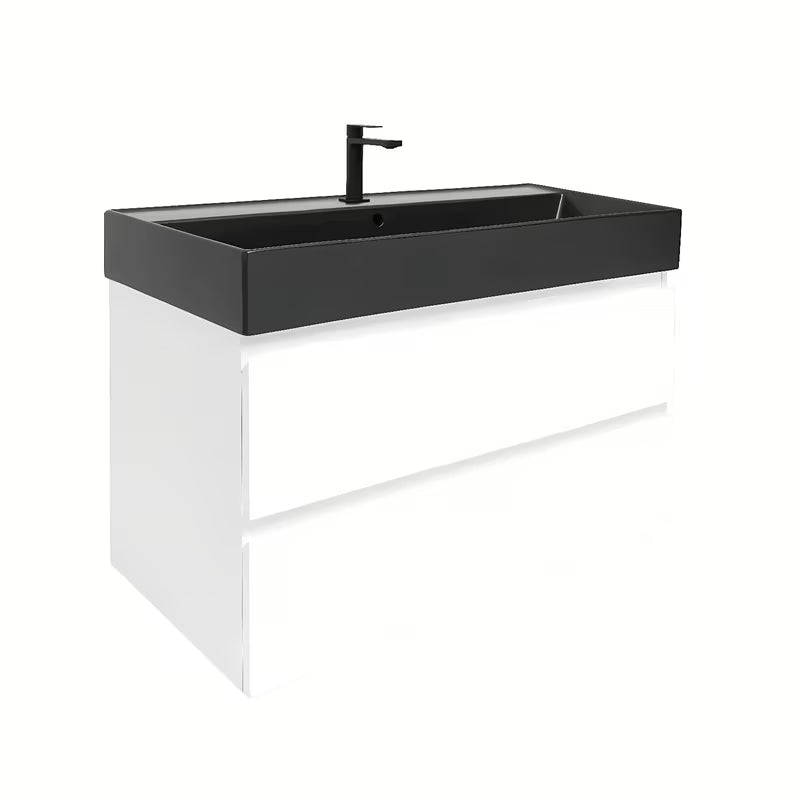 Viseča kopalniška omarica SAT B-Way 1 s keramičnim umivalnikom v sijajni beli barvi 99x50x45 cm