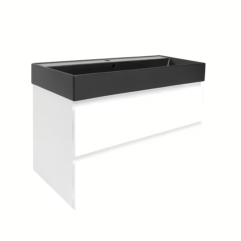 Viseča kopalniška omarica z umivalnikom SAT B-Way 1 v sijajni beli barvi 99x50x45 cm