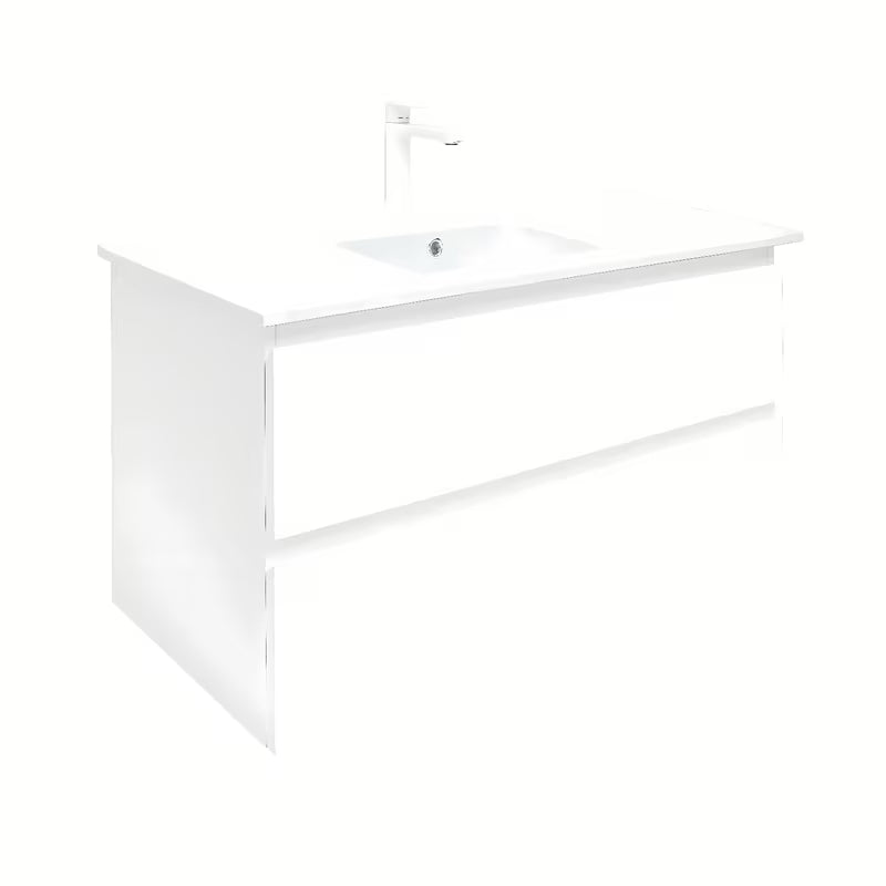 Viseča kopalniška omarica SAT B-Way 1 z umivalnikom v beli sijajni izvedbi 99x45x50 cm