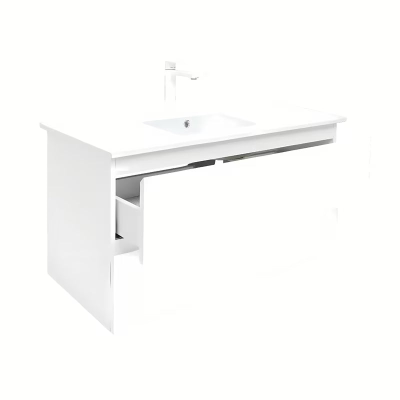 Viseča kopalniška omarica SAT B-Way 1 z umivalnikom v beli sijajni izvedbi 99x45x50 cm