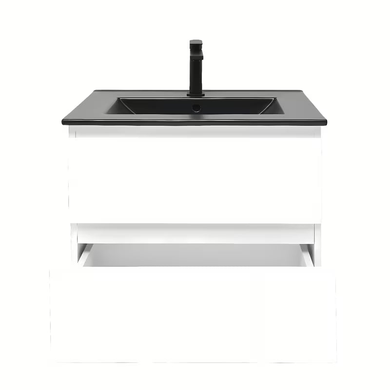 Viseča kopalniška omarica z umivalnikom SAT B-Way 1 v beli sijajni izvedbi z dvema predaloma