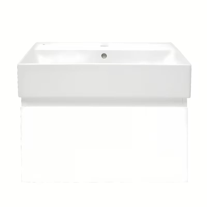 Viseča kopalniška omarica SAT B-Way 1 s keramičnim umivalnikom v beli sijajni izvedbi, 59x30x45 cm