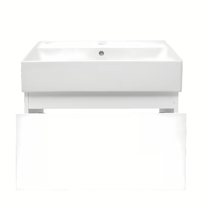 Viseča kopalniška omarica SAT B-Way 1 s keramičnim umivalnikom v beli sijajni izvedbi, 59x30x45 cm