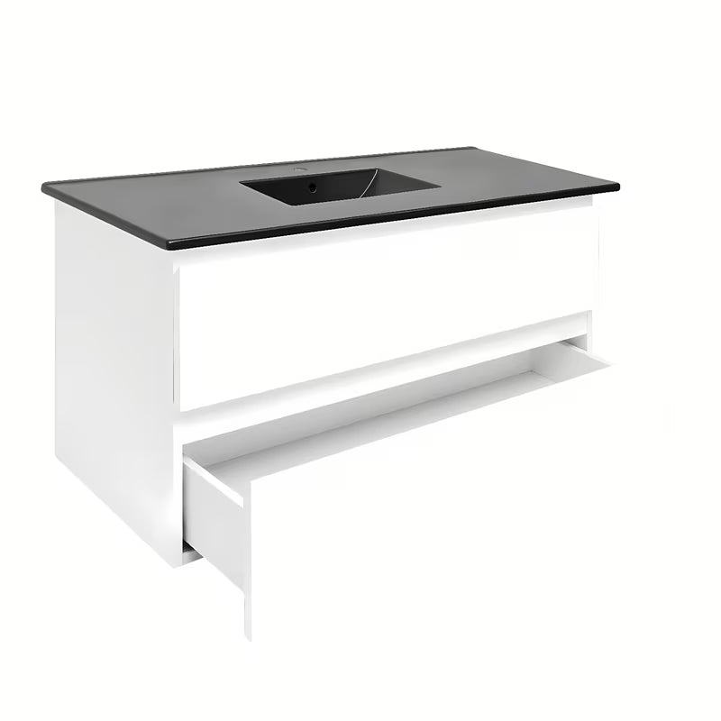 Viseča kopalniška omarica z umivalnikom SAT B-Way 1 u sjajno bijeloj boji s dvije ladice