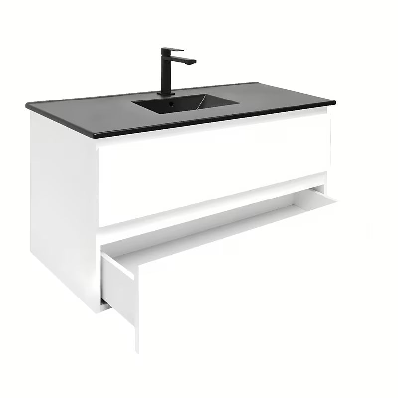 Viseča kopalniška omarica z umivalnikom SAT B-Way 1 u sjajnoj bijeloj boji s dvije ladice