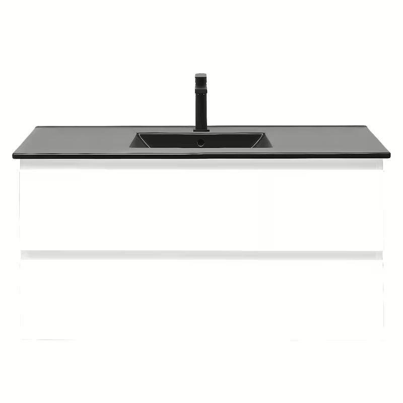 Viseča kopalniška omarica z umivalnikom SAT B-Way 1 u sjajnoj bijeloj boji s dvije ladice