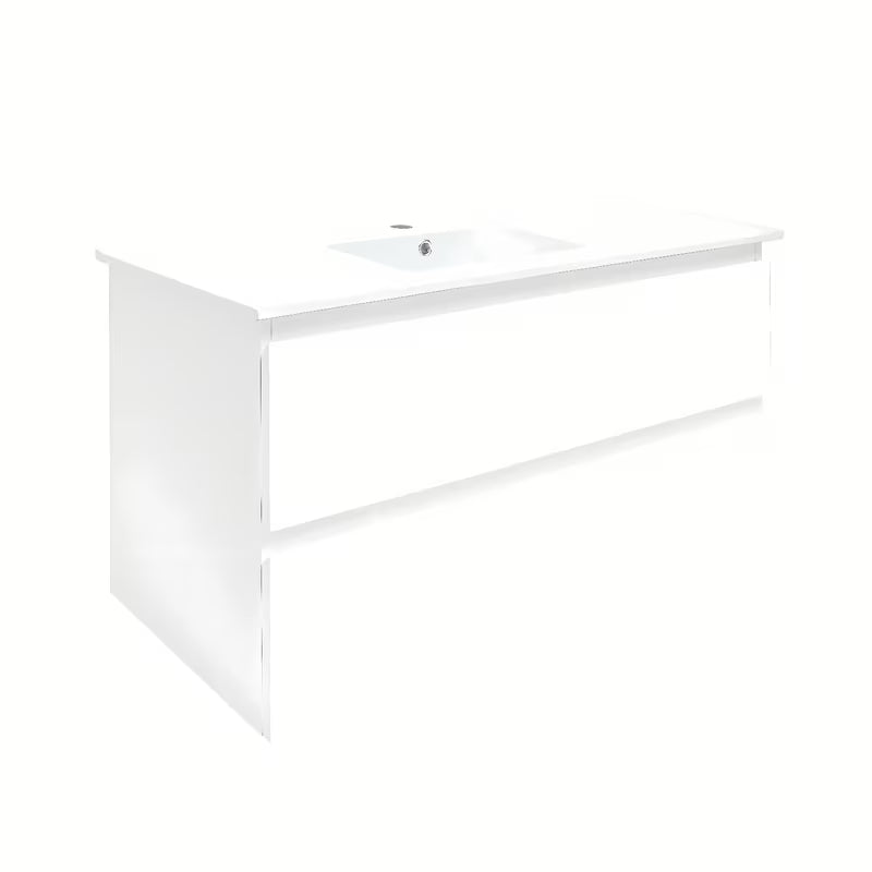 Viseča kopalniška omarica z umivalnikom SAT B-Way 1 u sjajno bijeloj boji s dvije ladice