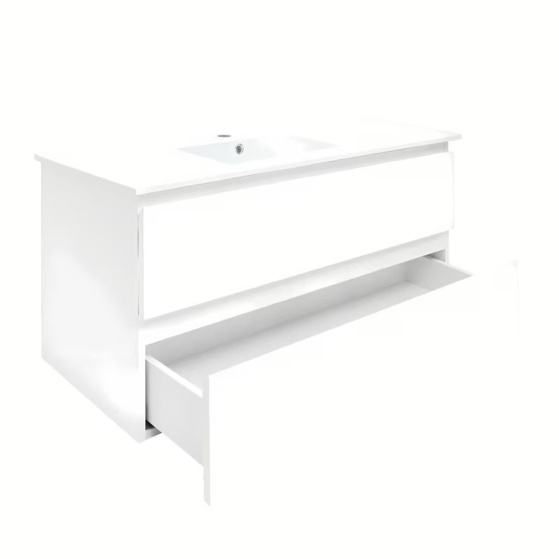 Viseča kopalniška omarica z umivalnikom SAT B-Way 1 u sjajno bijeloj boji s dvije ladice