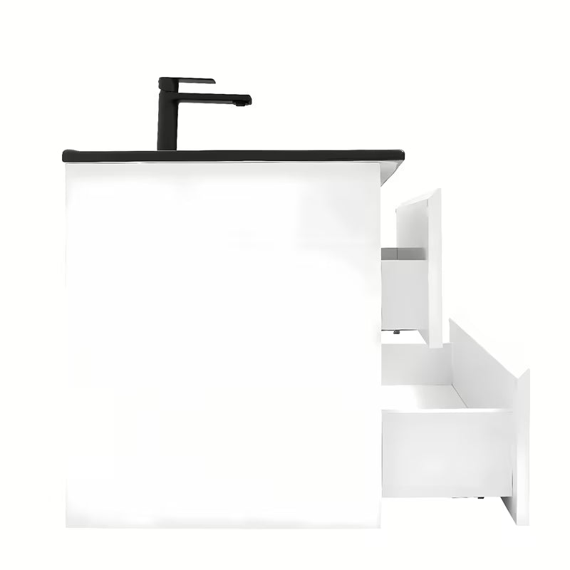 Viseča kopalniška omarica z umivalnikom SAT B-Way 1 u sjajno bijeloj boji s dvije ladice