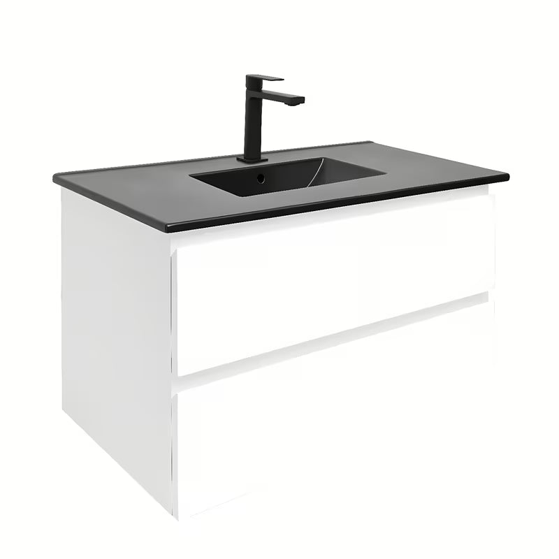 Viseča kopalniška omarica SAT B-Way 1 z umivalnikom u bijelom sjaju s dvije ladice