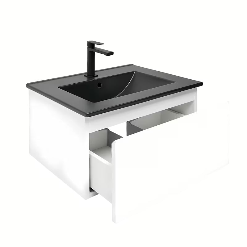 Viseča kopalniška omarica z umivalnikom SAT B-Way 1 u bijelom sjaju 59x45x30 cm