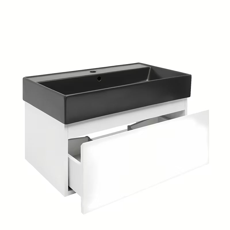 Viseča kopalniška omarica s keramičkim umivaonikom SAT B-Way 1 u bijeloj sjajnoj izvedbi