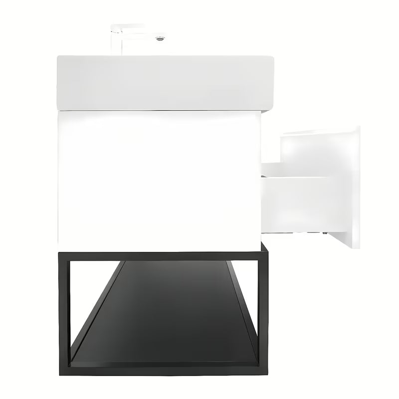 Viseča omarica SAT B-Way s z dvojnim umivalnikom v beli sijajni izvedbi 119x45x30 cm