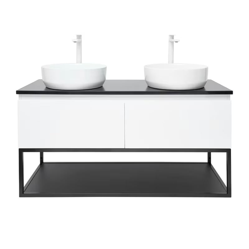 Viseča kopalniška omarica SAT B-Way u bijeloj sjajnoj boji s granitnom pokrovnom pločom