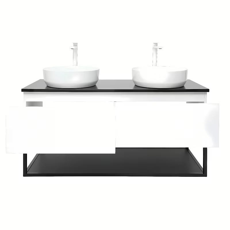 Viseča kopalniška omarica SAT B-Way u bijeloj sjajnoj boji s granitnom pokrovnom pločom