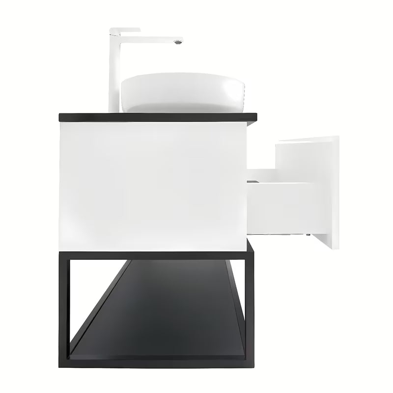 Viseča kopalniška omarica SAT B-Way u bijeloj sjajnoj boji s granitnom pokrovnom pločom