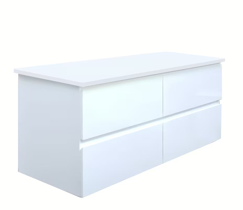 Viseča kopalniška omarica SAT B-Way u sjajno bijeloj boji s pokrivno ploščo i s četiri ladice