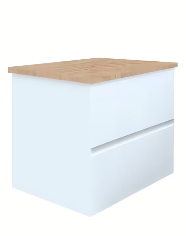 Viseča kopalniška omarica SAT B-Way u sjajno bijeloj boji s pokrivno ploščo u dekoru hrasta