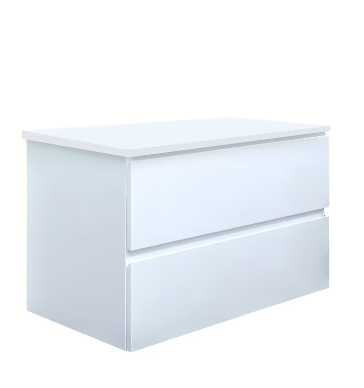 Viseča kopalniška omarica SAT B-Way u sjajno bijeloj boji s pokrivno ploščo i s dvije ladice