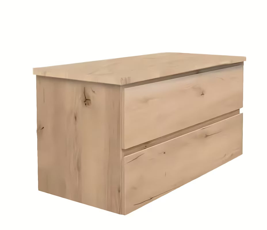 Viseča kopalniška omarica SAT B-Way s pokrovnom pločom u dekoru hrasta i dvije ladice