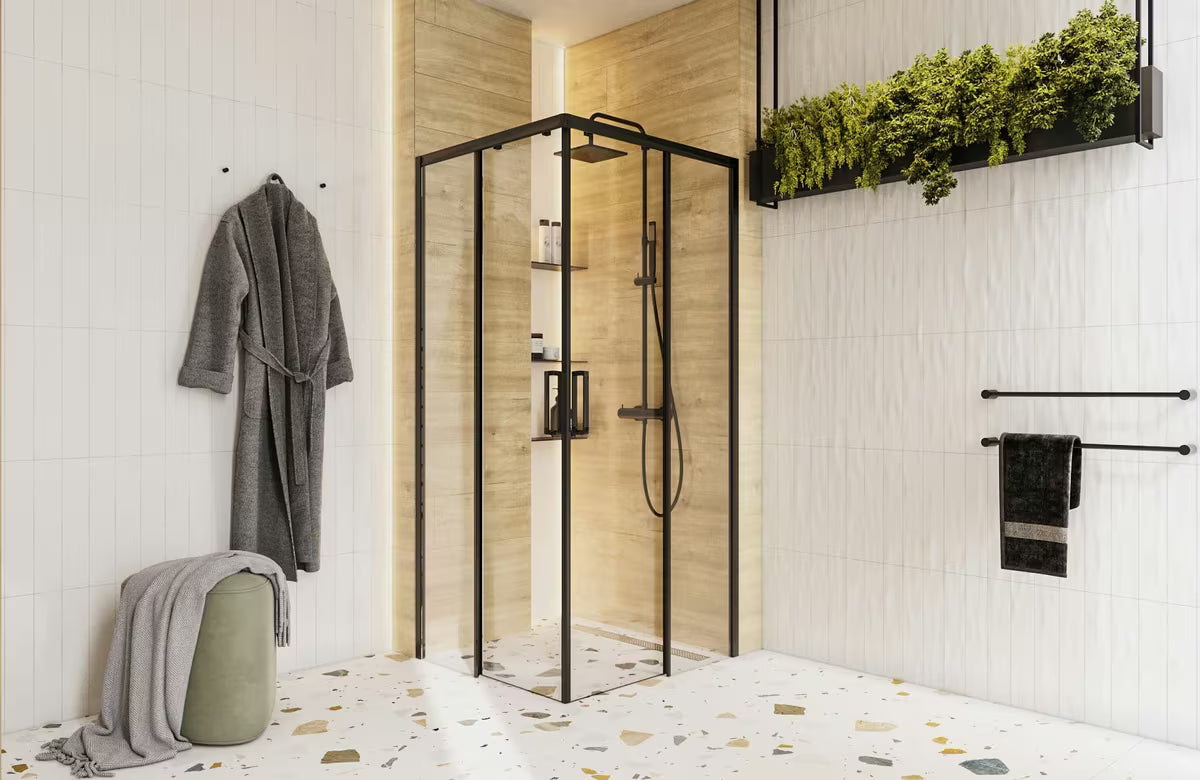 Crni stenski kavelj SAT B-Way R za kupaonicu pro ručnike i ogrtače