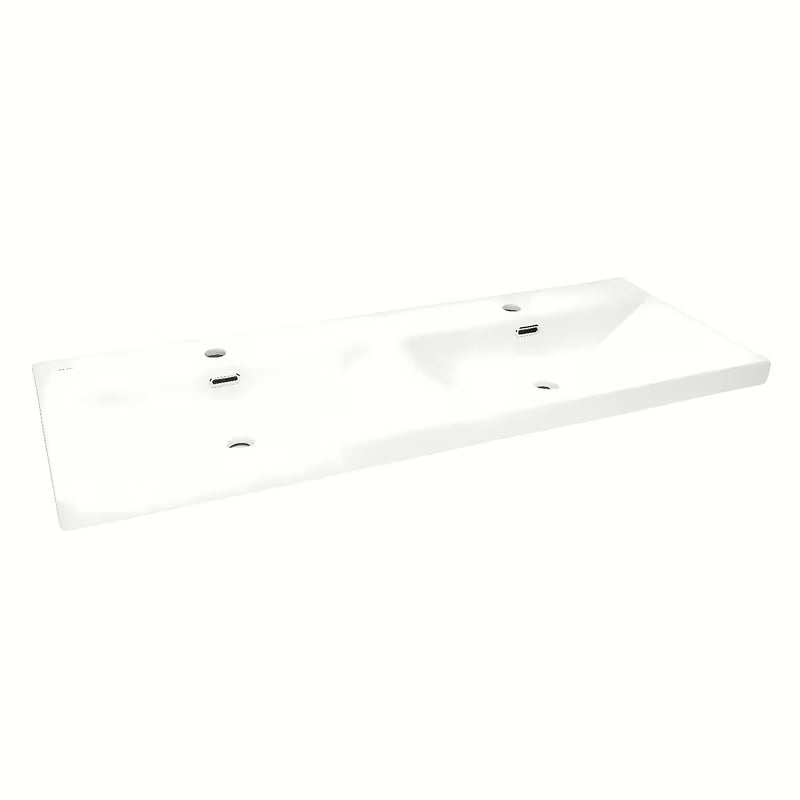 Za Kopalniško Pohištvo dvojni umivalnik SAT B-Way 121x46 cm v mat beli barvi z dvema odprtinama pro armaturo