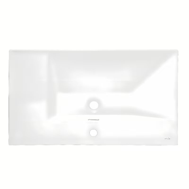 Bel keramični pohištveni umivalnik SAT B-Way 81x46 cm z odlagalno površino na desni in odprtino pro za armaturo na sredini.