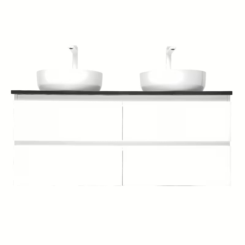 Viseča kopalniška omarica s umivaonicima SAT B-Way u sjajno bijeloj boji s pločom od umjetnog kamena