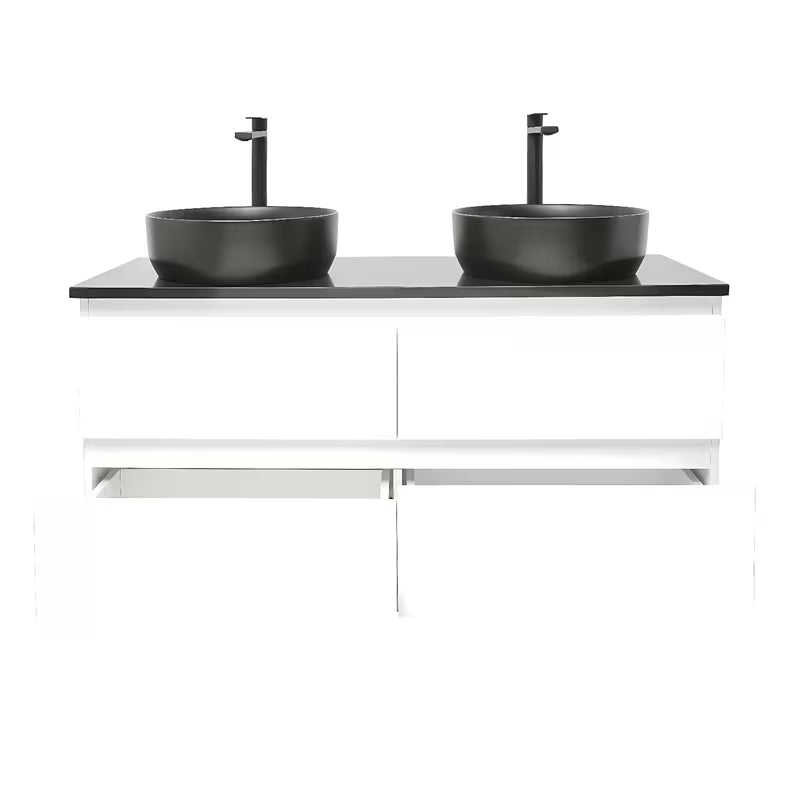 Viseča kopalniška omarica z umivalnikom SAT B-Way u bijelom sjaju 119x45x50 cm