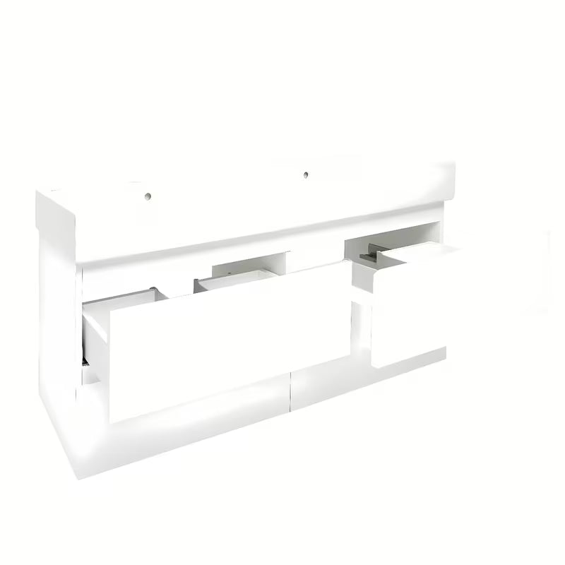 Viseča kopalniška omarica z dvojnim umivalnikom SAT B-Way u bijeloj boji s četiri ladice