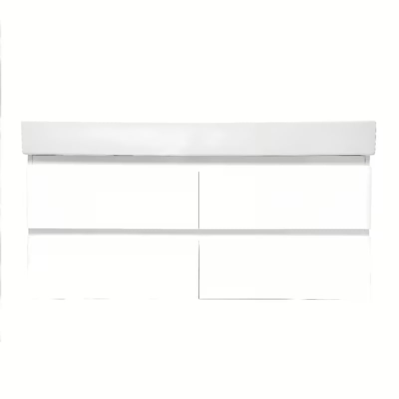 Viseča kopalniška omarica z dvojnim umivalnikom SAT B-Way u bijeloj boji s četiri ladice