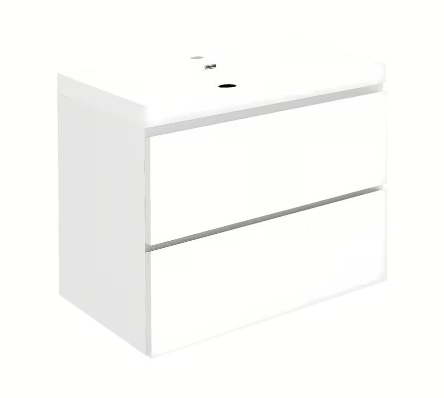 Viseča kopalniška omarica s keramičkim umivaonikom SAT B-Way u bijeloj boji sa sjajnom završnom obradom