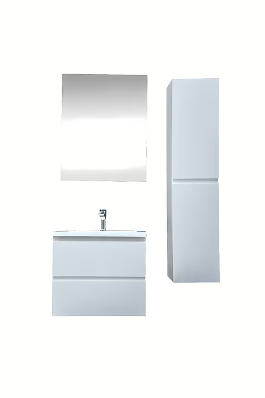 Viseča kopalniška omarica z umivalnikom SAT B-Way u bijelom sjaju sa zrcalnim ormarićem