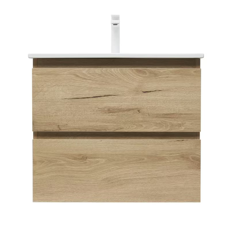 Viseča kopalniška omarica z umivalnikom SAT B-Way u dekoru hrasta s dvije ladice