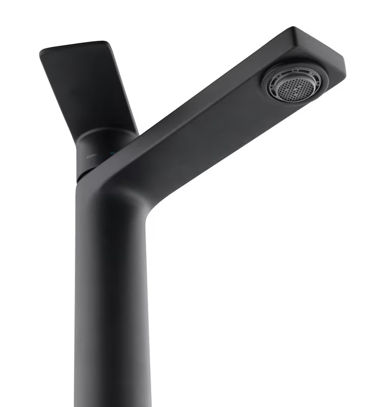 Stoječa armatura za umivalnik SAT B-Way u mat crnoj boji s ručicom za upravljanje brez odtoka.