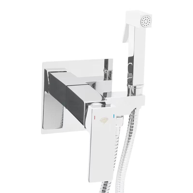 SAT Chrome podometna armatura za bide u krom izvedbi z bide prho i crijevom za tuš