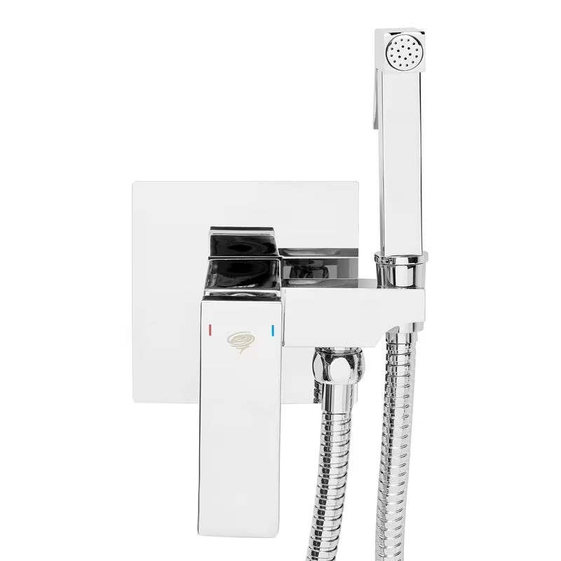 SAT Chrome podometna armatura za bide u krom izvedbi z bide prho i crijevom za tuš