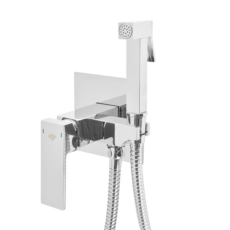 SAT Chrome podometna armatura za bide u krom izvedbi z bide prho i crijevom za tuš