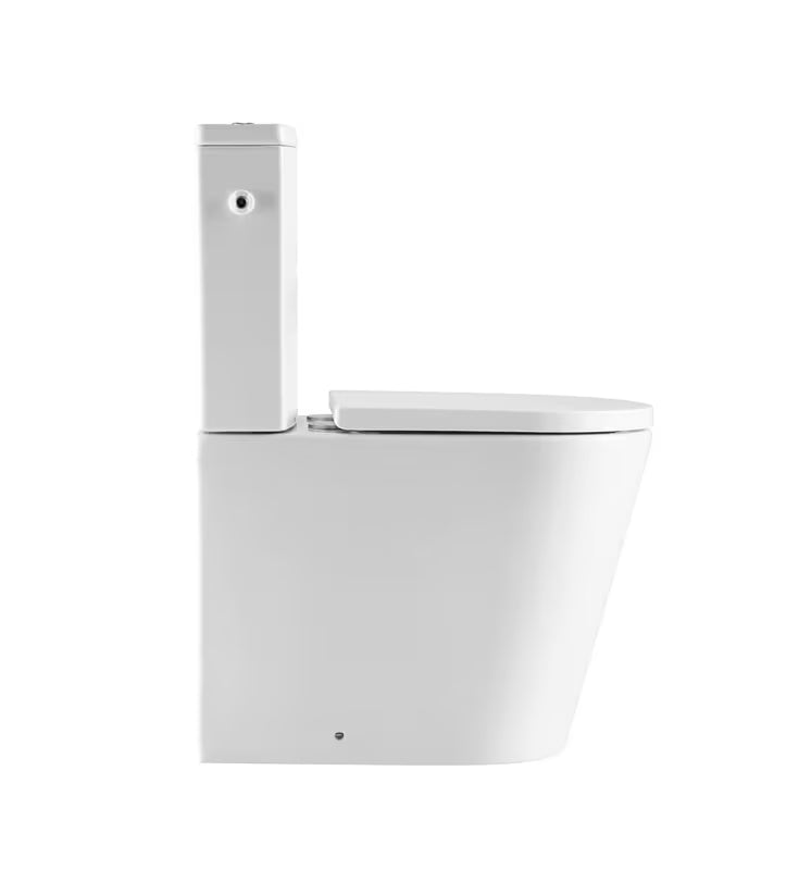 Beli samostoječi WC monoblok SAT Brevis z kotličkom, desko mehko Zapiranje Soft Close in vario odtokom