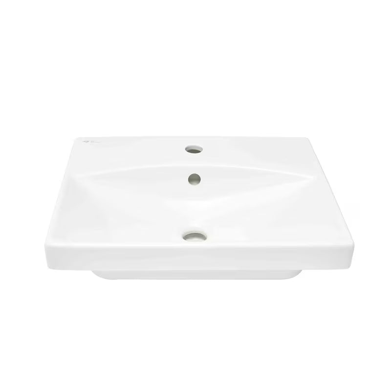 Bel viseče keramični umivalnik SAT Brevis 50,5x40 cm s prelivom in odprtino pro armaturo na sredini