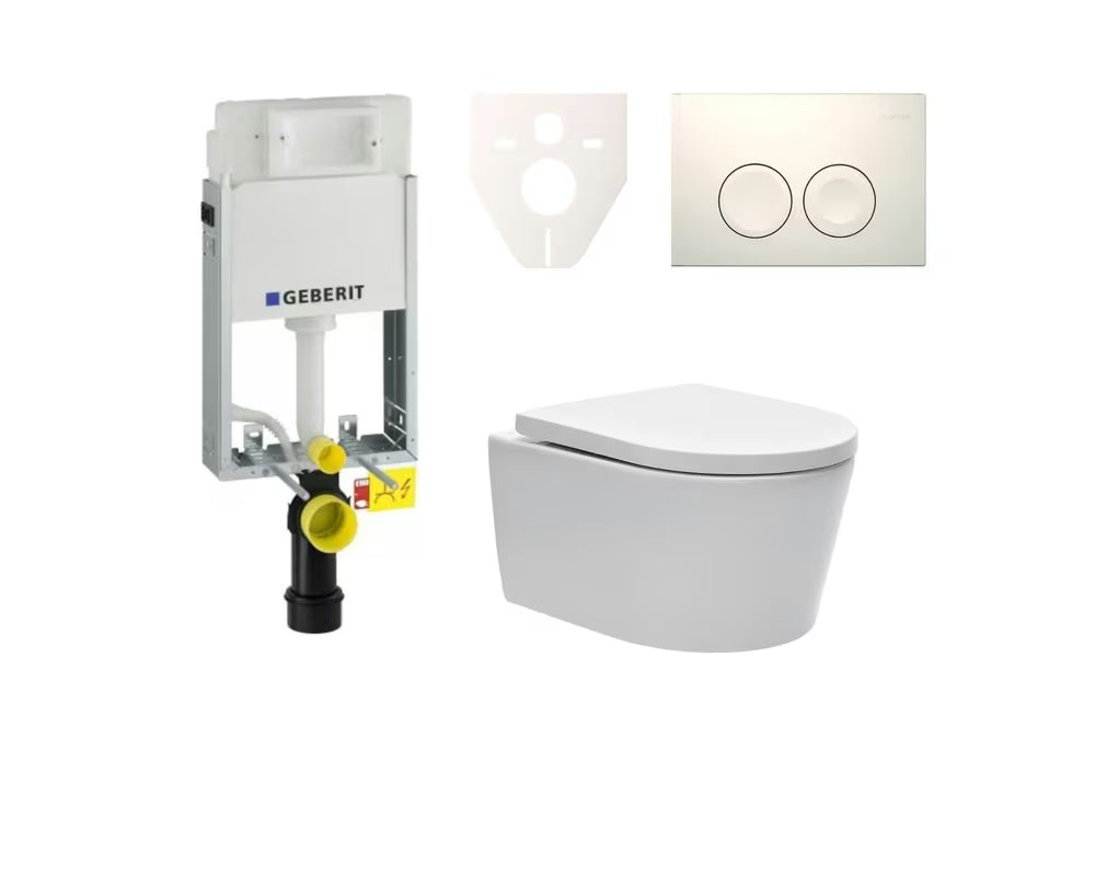 Viseči WC set SAT Brevis s podometnim modulom Geberit za vgradnjo v zid ter s sedežem mehko Zapiranje Soft Close in EasyLock