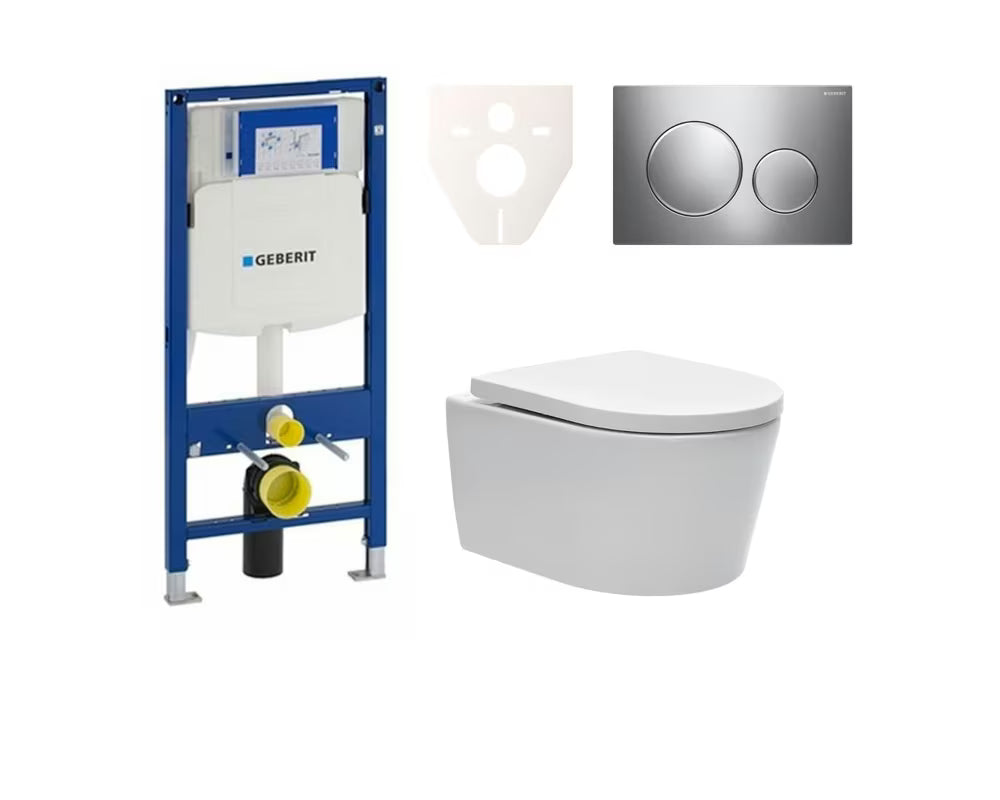 Viseči WC set SAT Brevis z instalacijskim sistemom in splakovalnikom Geberit Duofix pro za predstensko montažo
