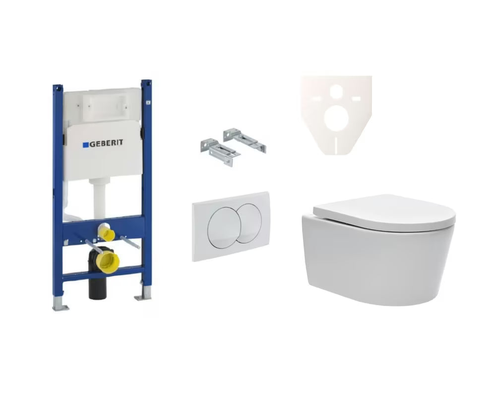 Viseči WC set SAT Brevis s podometnim splakovalnikom Geberit Delta in tipko za splakovanje