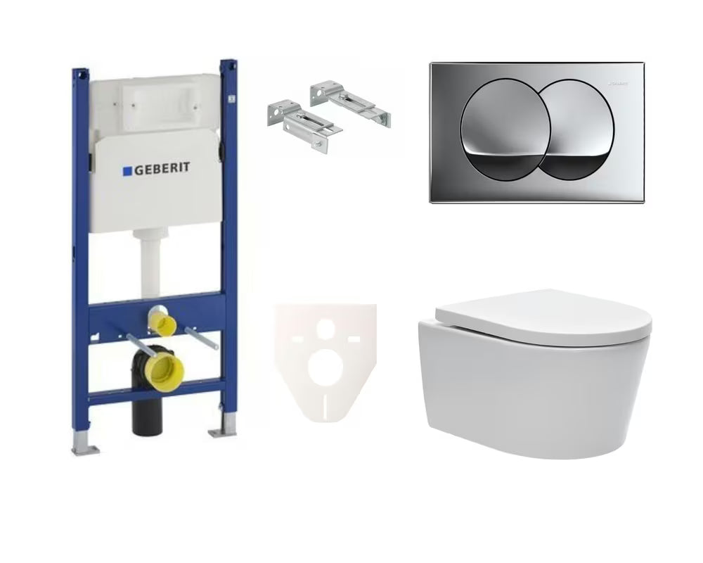 Viseči WC set SAT Brevis s podometnim modulom Geberit in sedežem s funkcijama mehko Zapiranje Soft Close in EasyLock